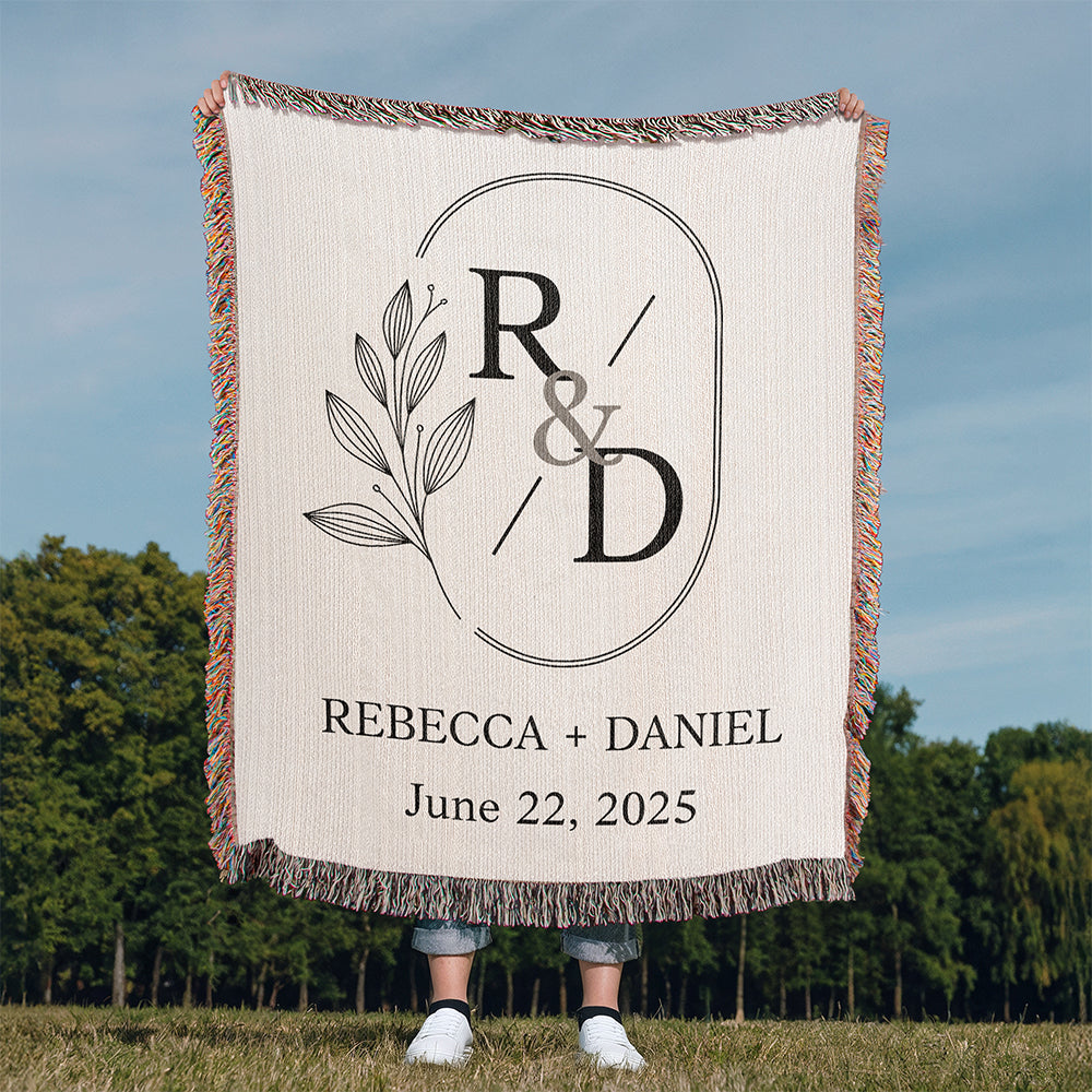 Personalized Couple Initials Woven Blanket