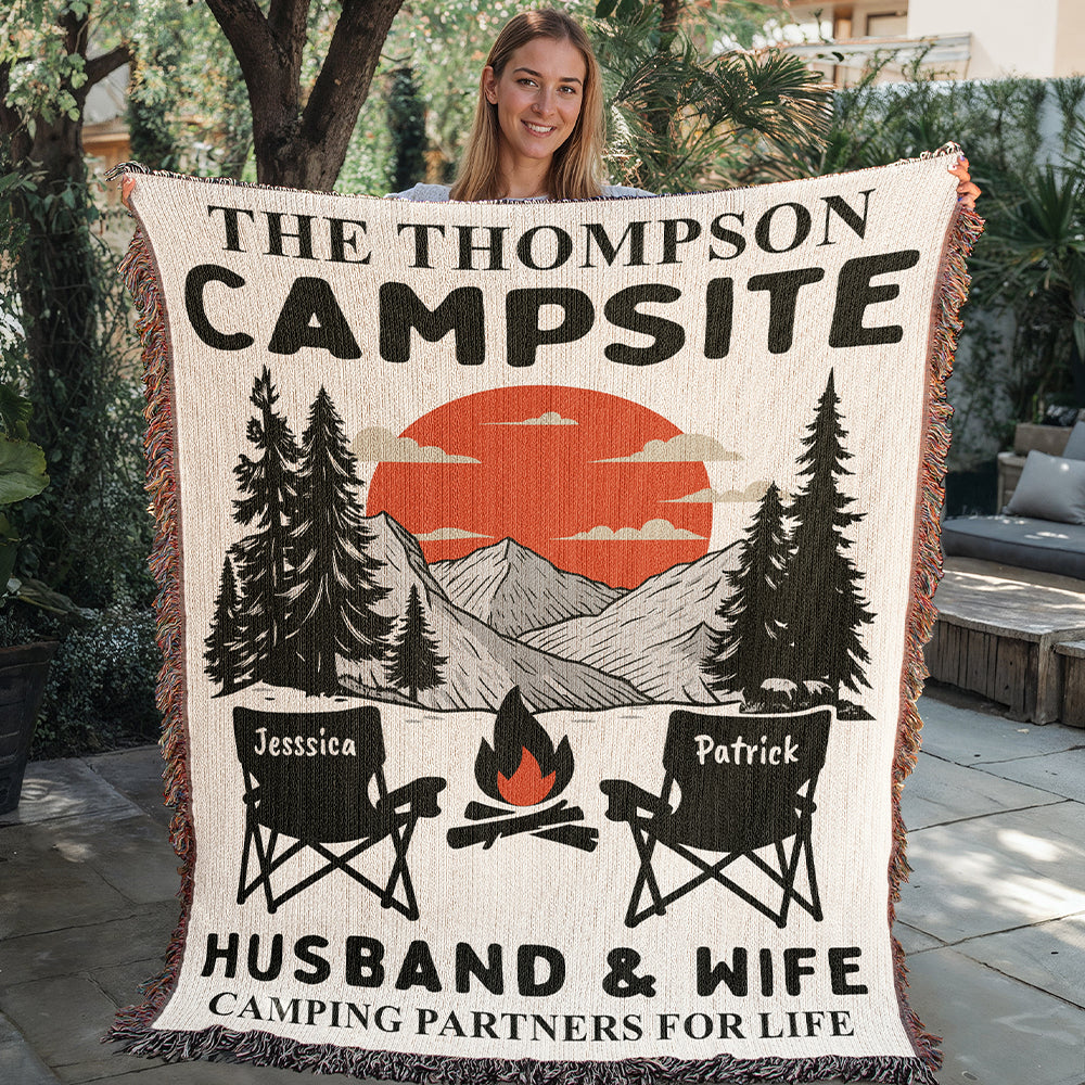 Personalized Camping Woven Blanket