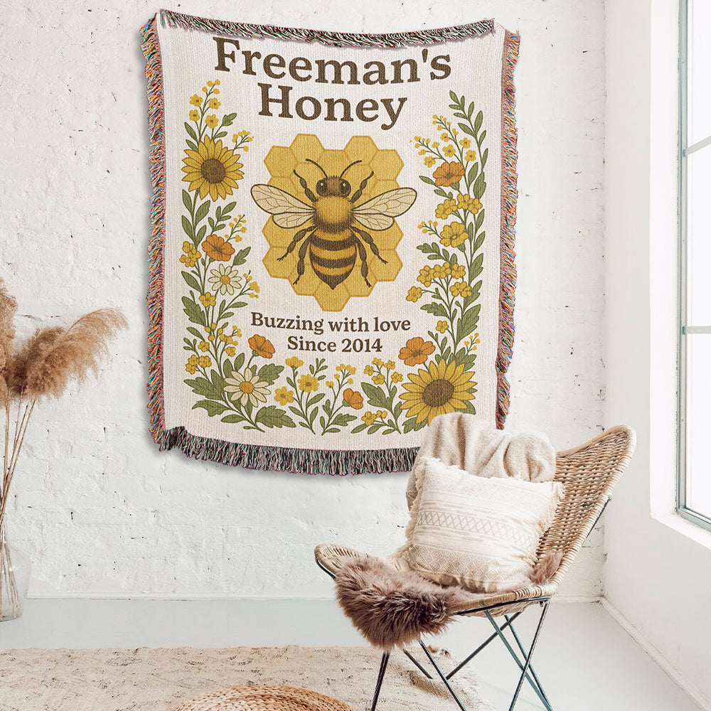 Personalized Beekeeping Woven Blanket