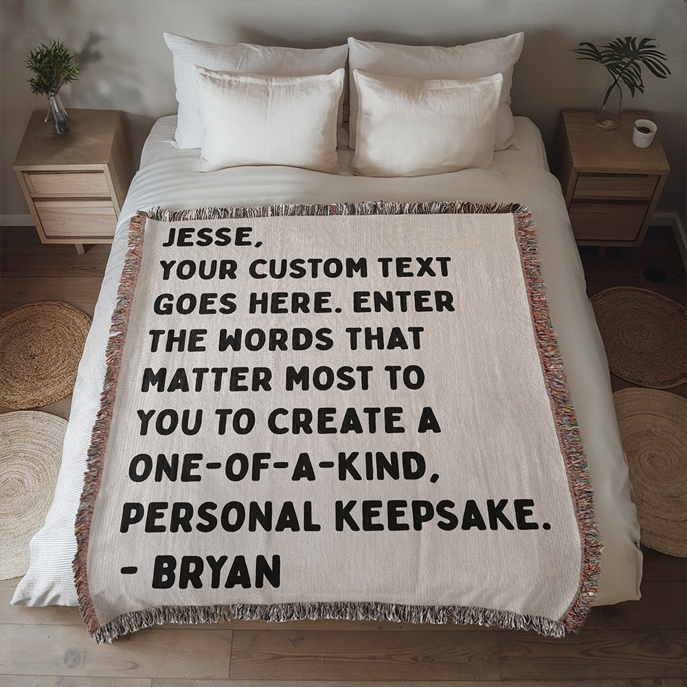 Personalized Love Text Woven Blanket