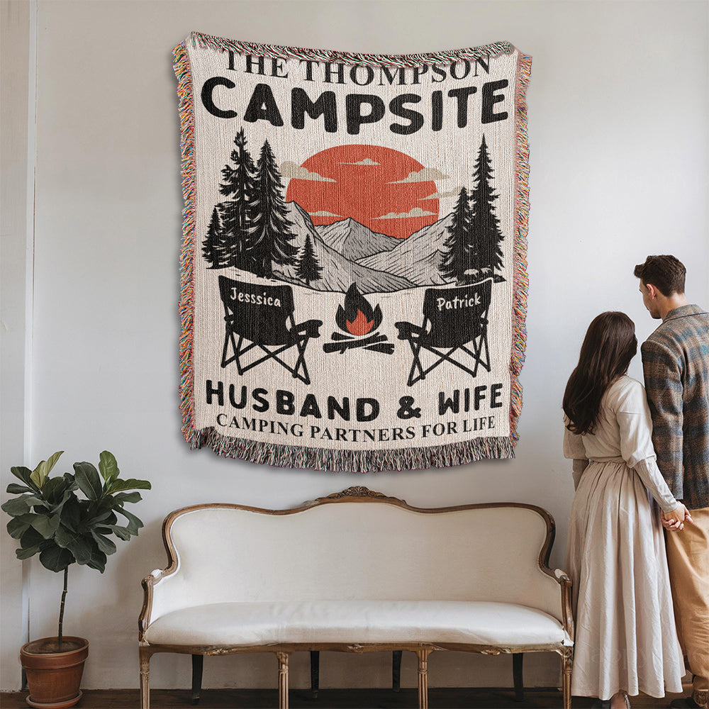 Personalized Camping Woven Blanket