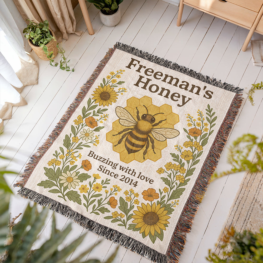 Personalized Beekeeping Woven Blanket
