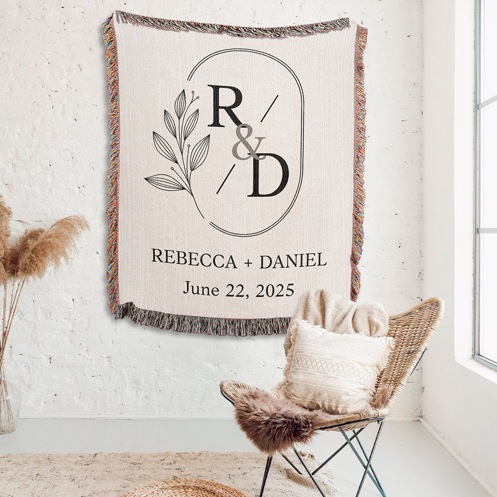 Personalized Couple Initials Woven Blanket