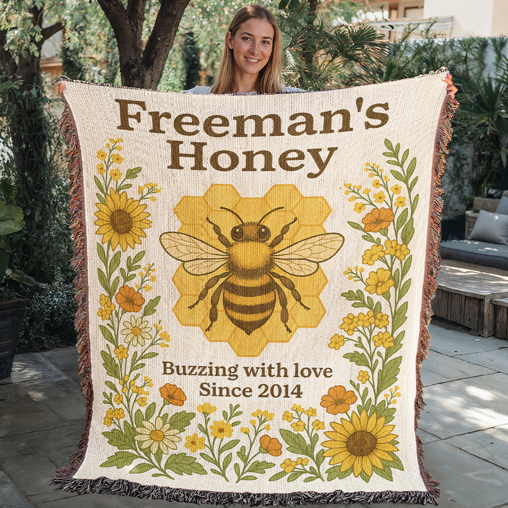 Personalized Beekeeping Woven Blanket