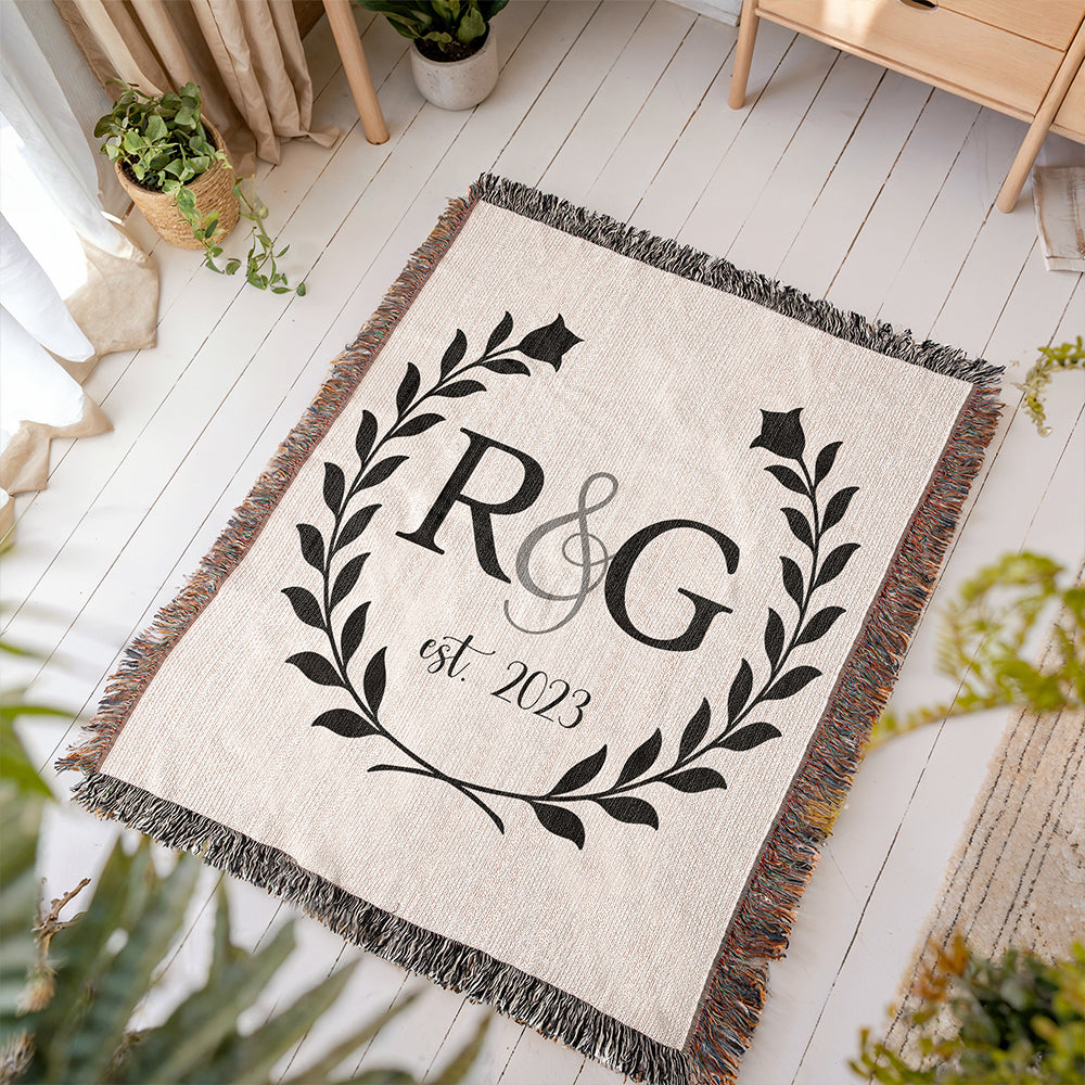 Personalized Couple Initials Woven Blanket