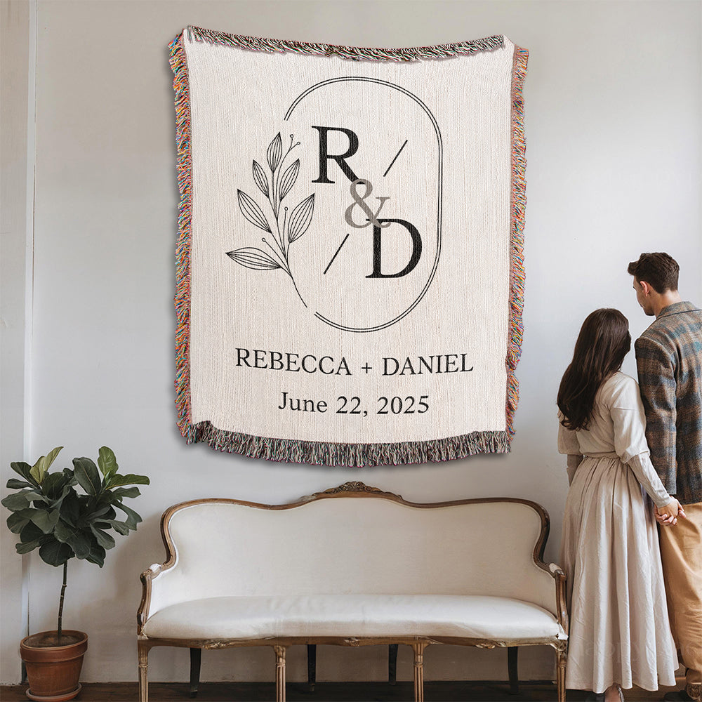 Personalized Couple Initials Woven Blanket