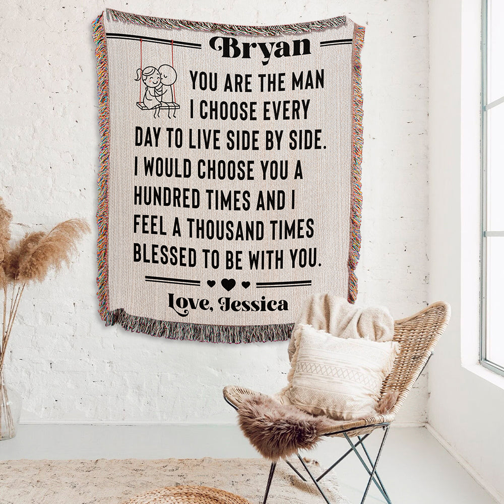 Personalized To My Man Love Woven Blanket