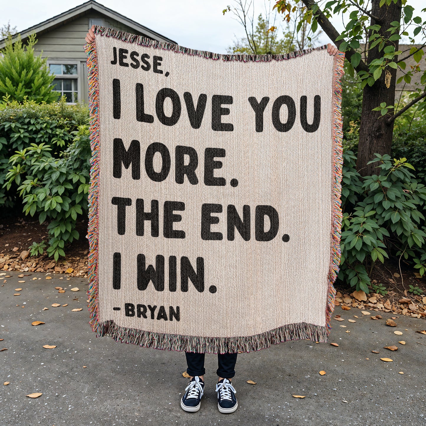 Personalized Love Text Woven Blanket