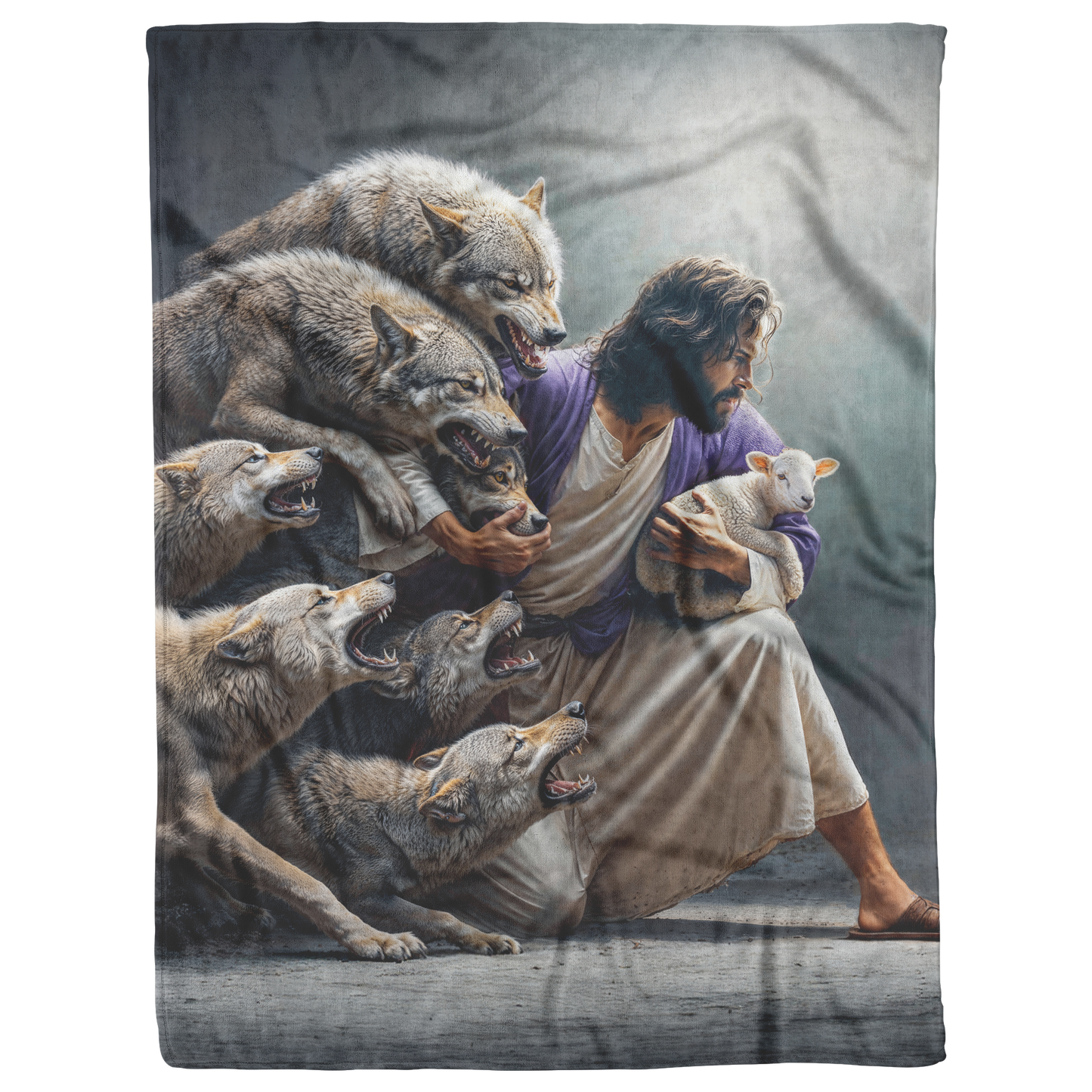 Jesus_Protects_The_Lamb_From_Wolves_Flee_V_Blanket_AS_Flat_Mockup.png