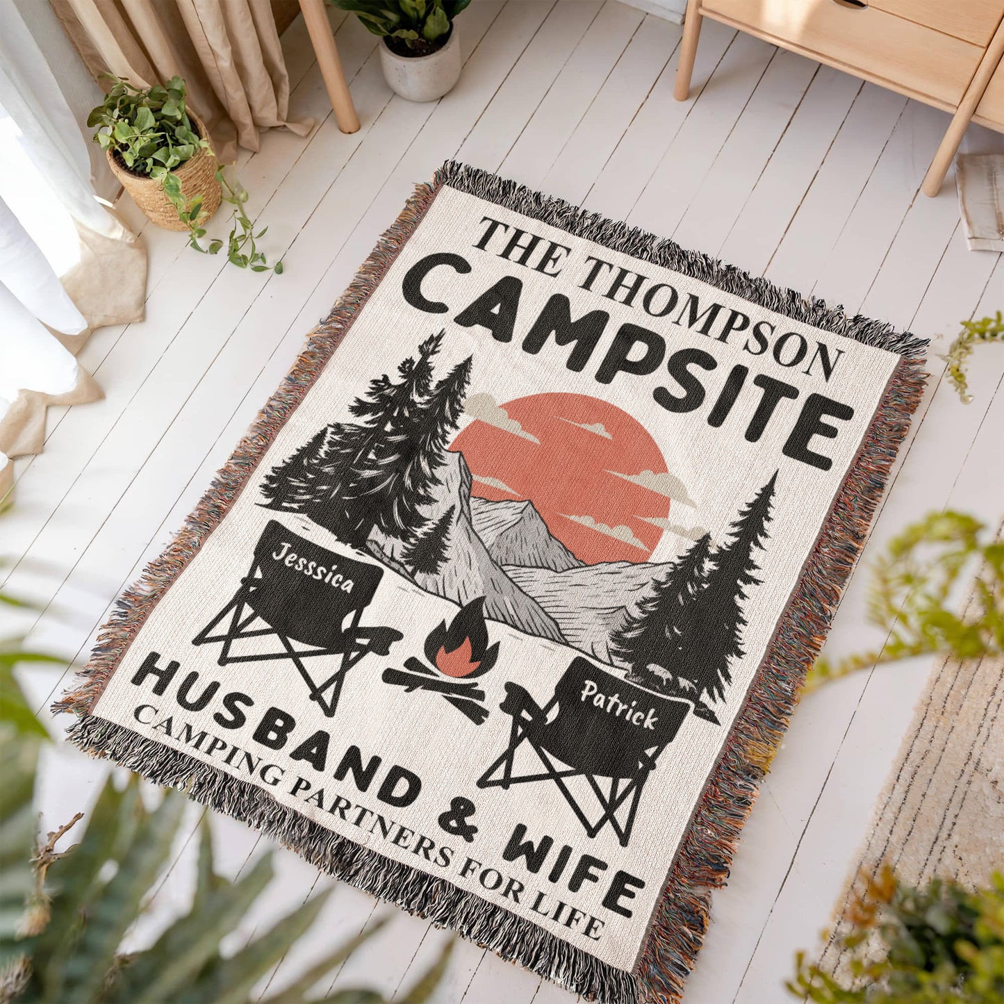 Personalized Camping Woven Blanket