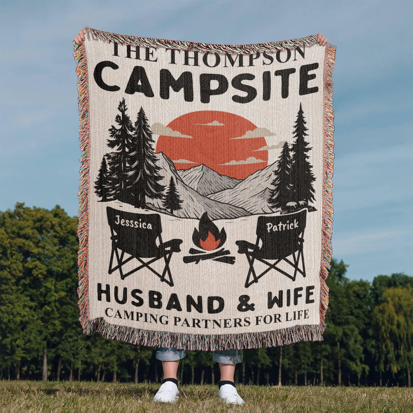 Personalized Camping Woven Blanket