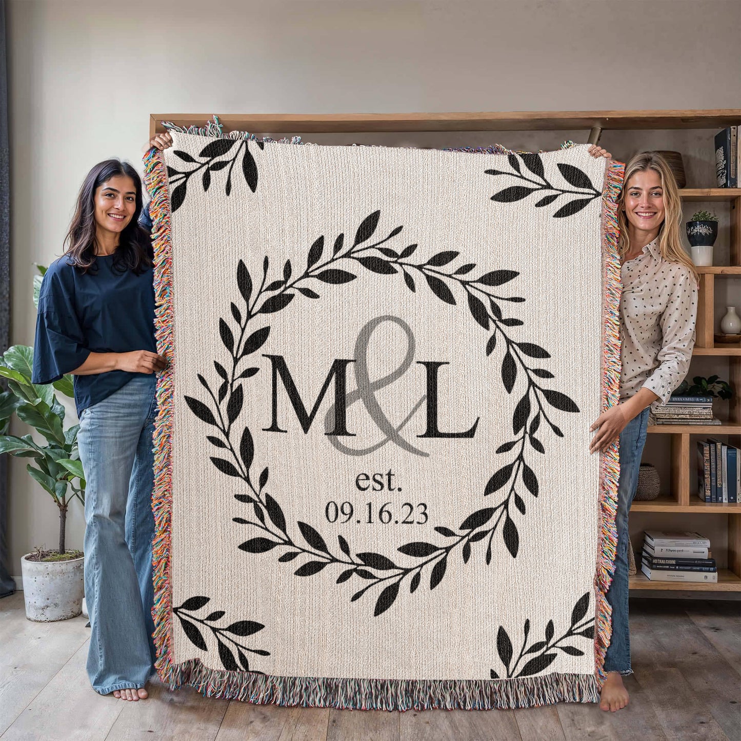 Personalized Couple Initials Woven Blanket