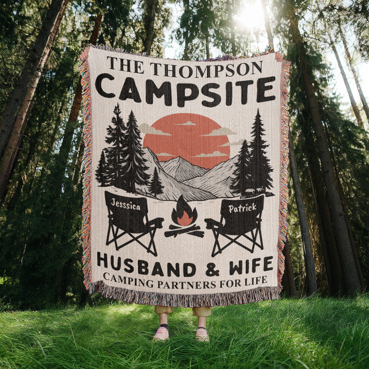 Personalized Camping Woven Blanket