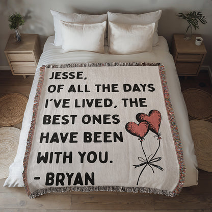 Personalized Couple Of All The Days Woven Blanket