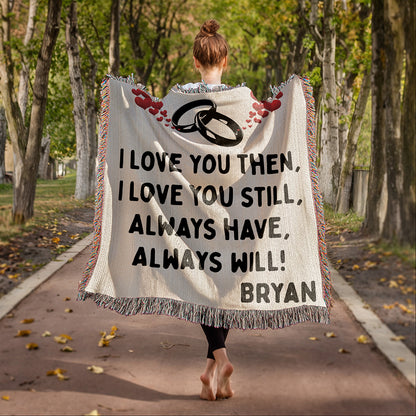 Personalized Couple Love You Then Woven Blanket