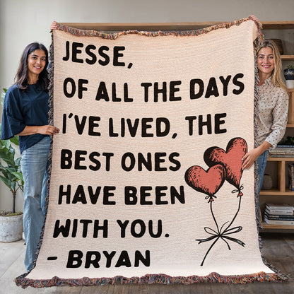 Personalized Couple Of All The Days Woven Blanket