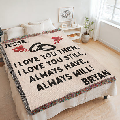 Personalized Couple Love You Then Woven Blanket