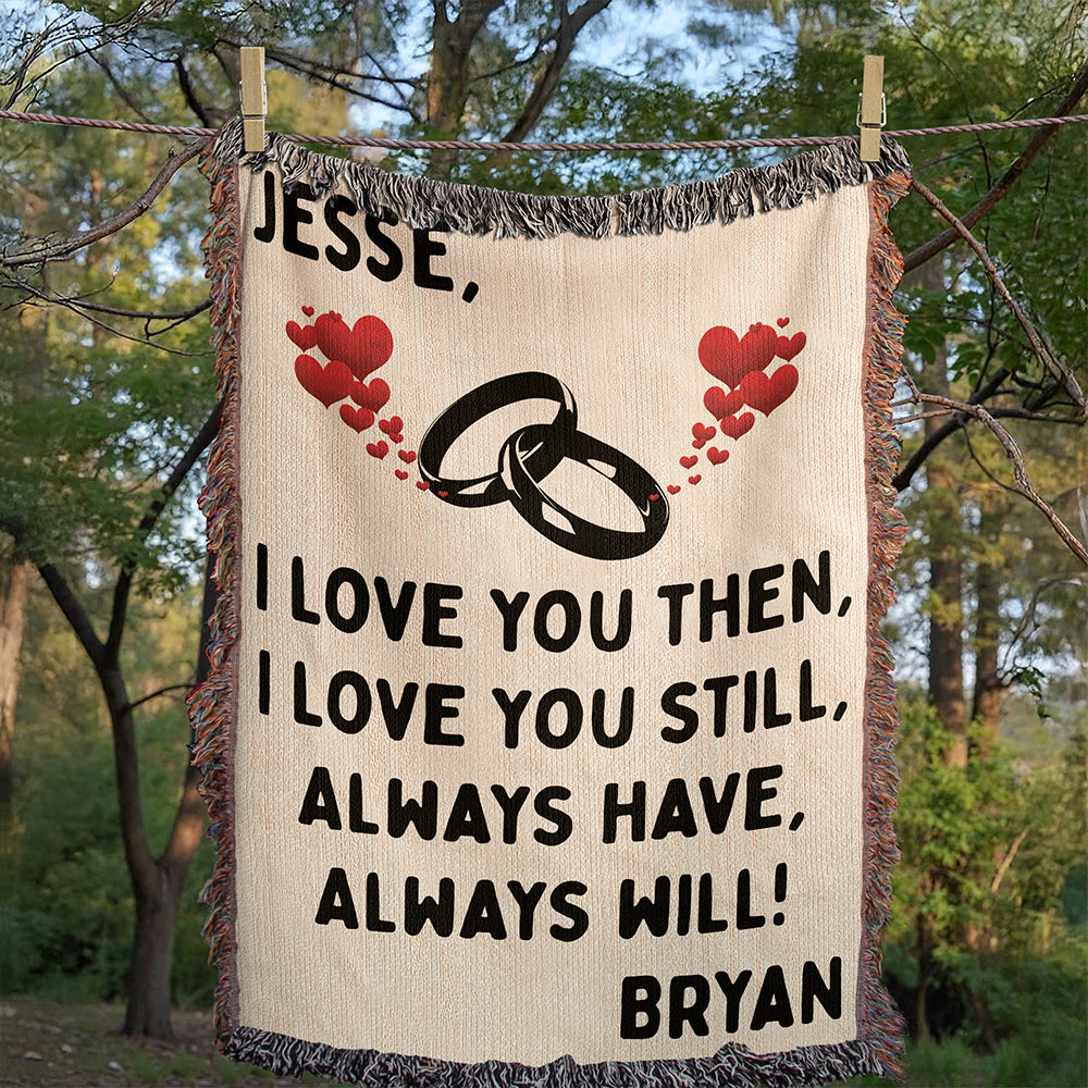 Personalized Couple Love You Then Woven Blanket