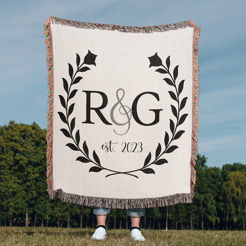 Personalized Couple Initials Woven Blanket