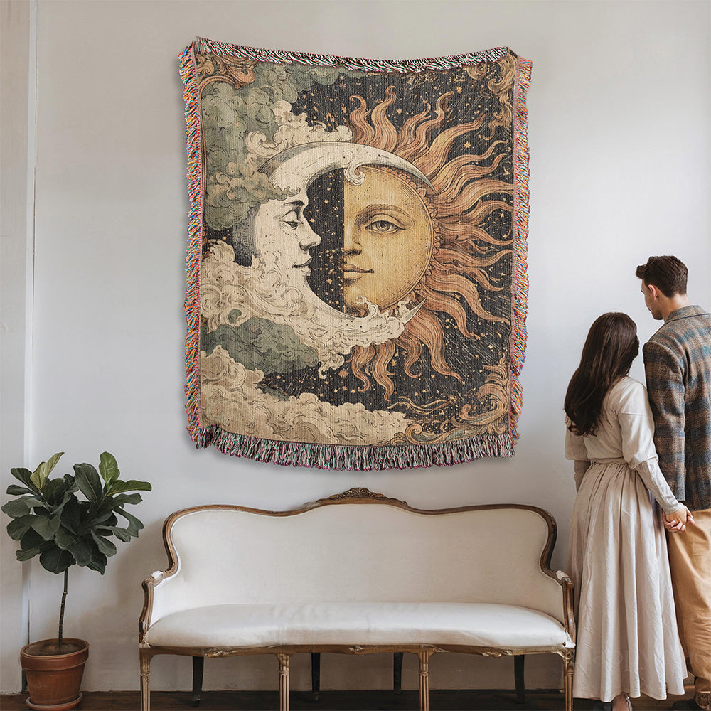 Celestial Sun Moon - American Woven Blanket