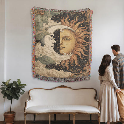 Celestial Sun Moon - American Woven Blanket
