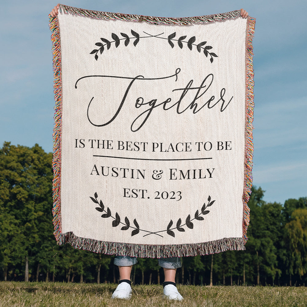 Personalized Couple Together Woven Blanket