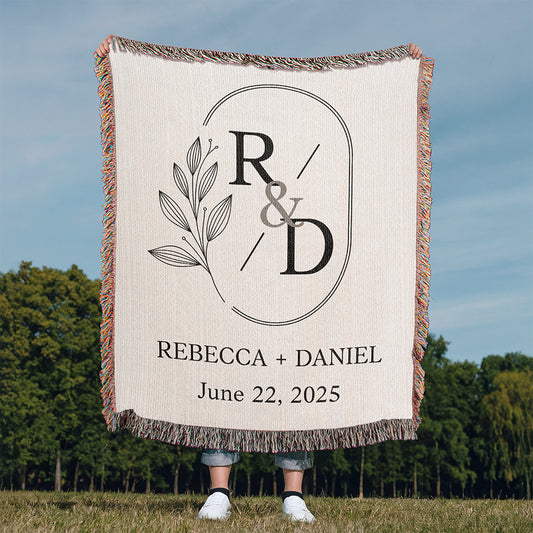 Personalized Couple Initials Woven Blanket