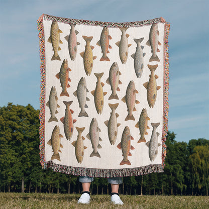 Vintage Trout Woven Blanket