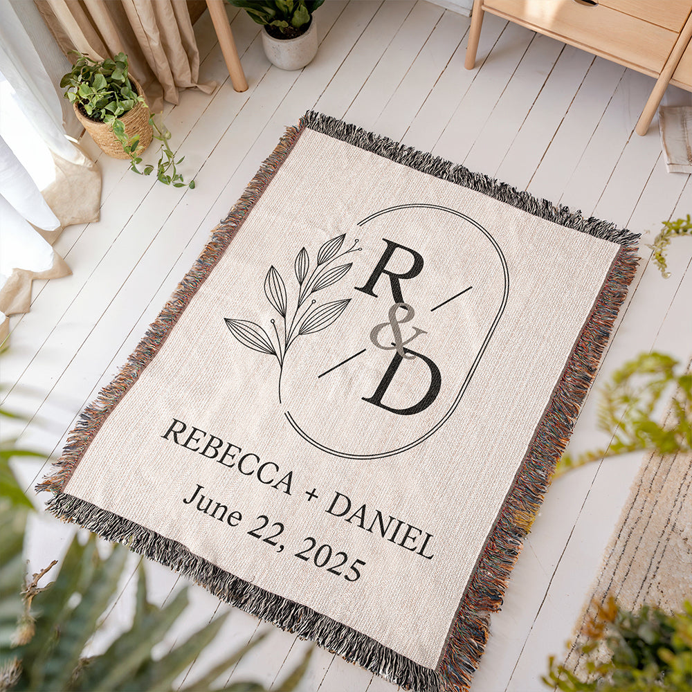 Personalized Couple Initials Woven Blanket