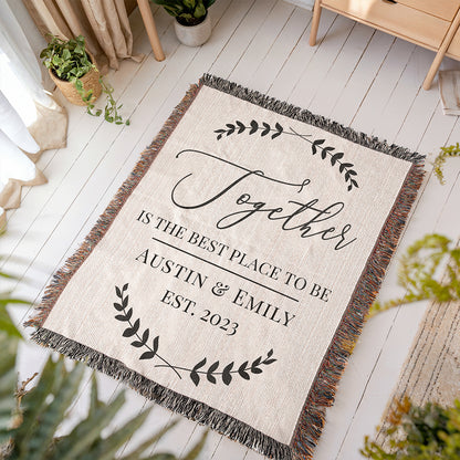 Personalized Couple Together Woven Blanket