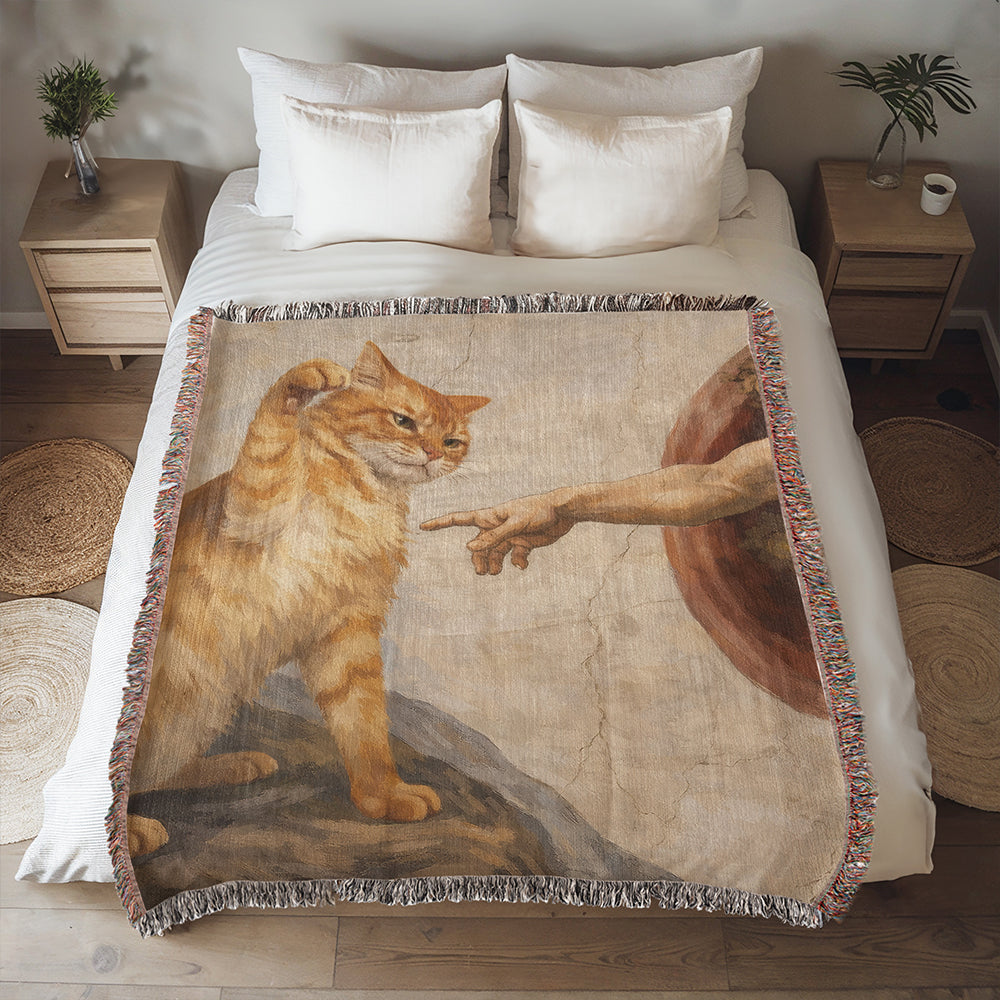 The Creation of Cattitude — Renaissance Woven Blanket