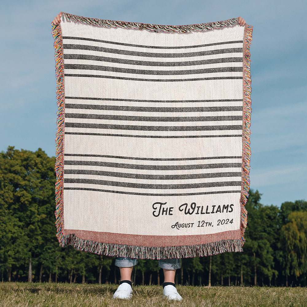 Personalized Stripes Woven Blanket