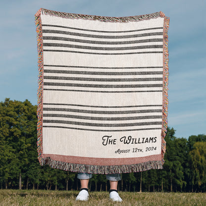 Personalized Stripes Woven Blanket