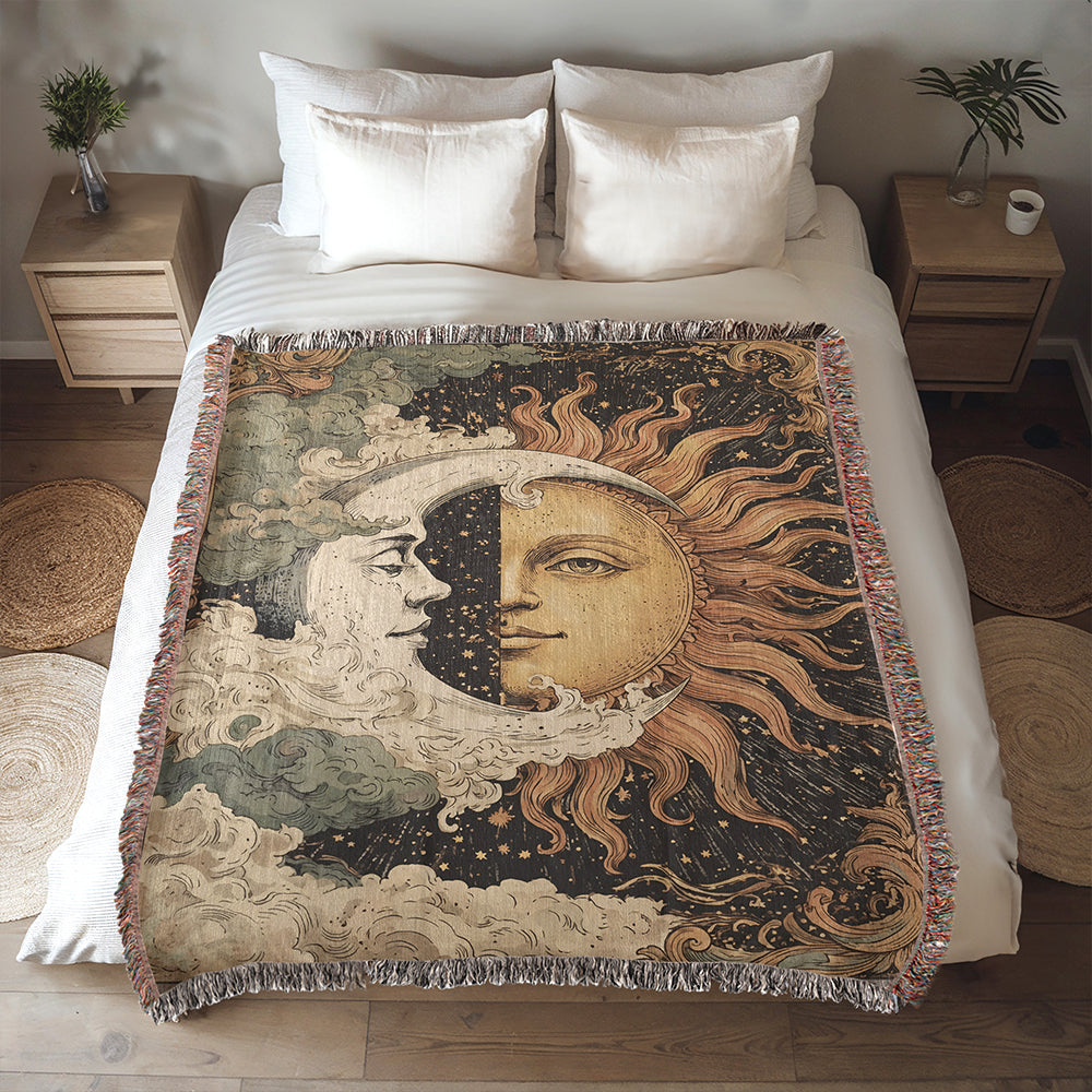 Celestial Sun Moon - American Woven Blanket