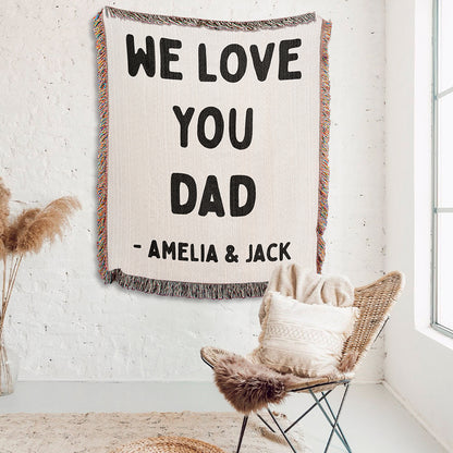 Personalized Love You Woven Blanket