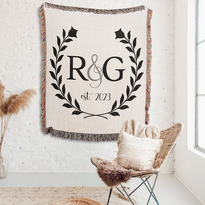 Personalized Couple Initials Woven Blanket