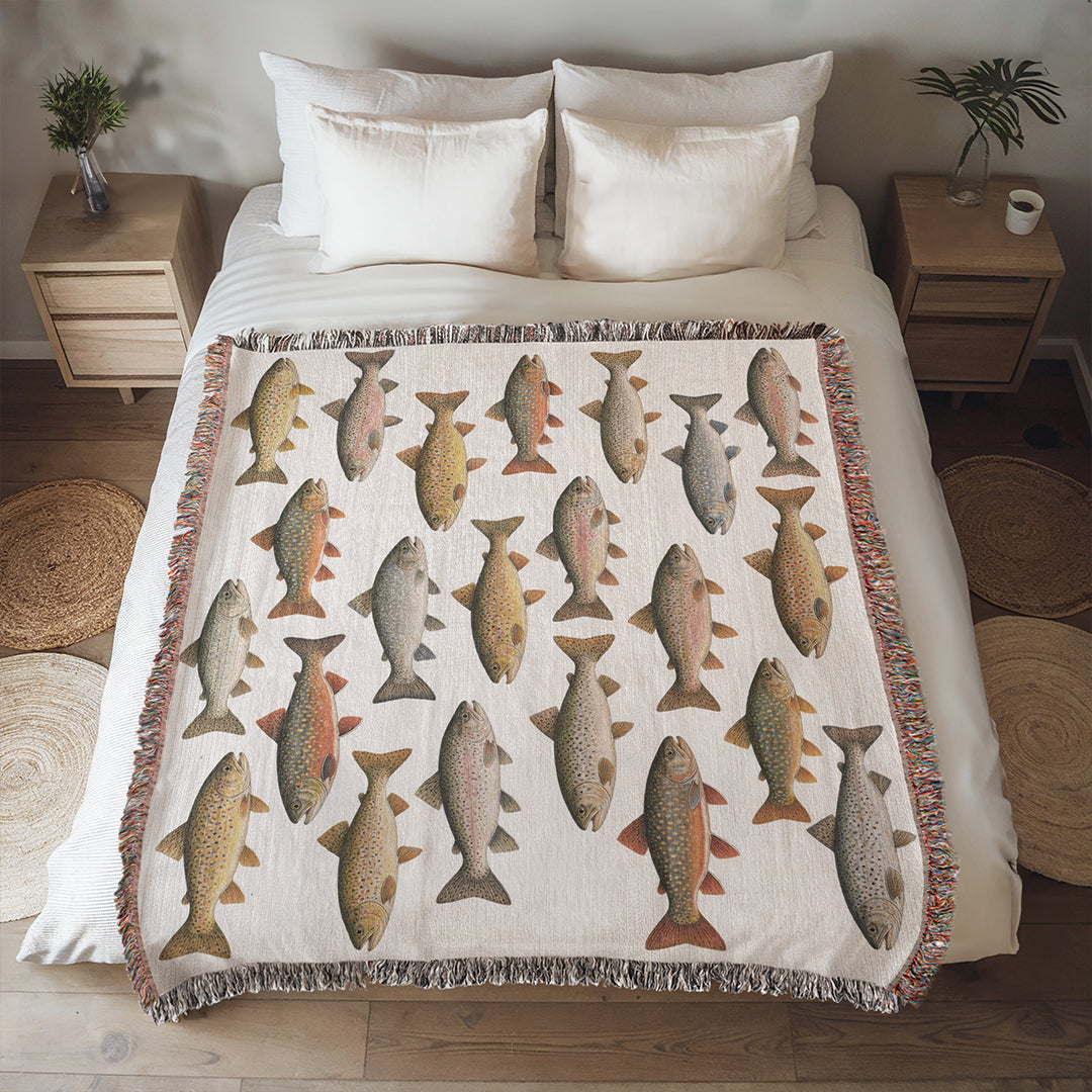Vintage Trout Woven Blanket