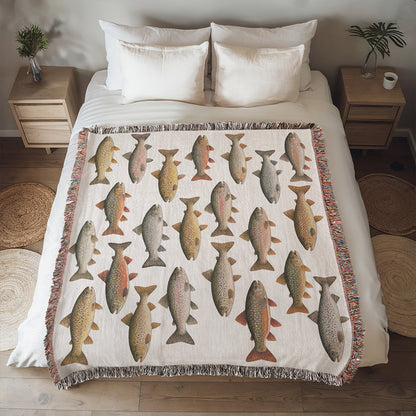Vintage Trout Woven Blanket