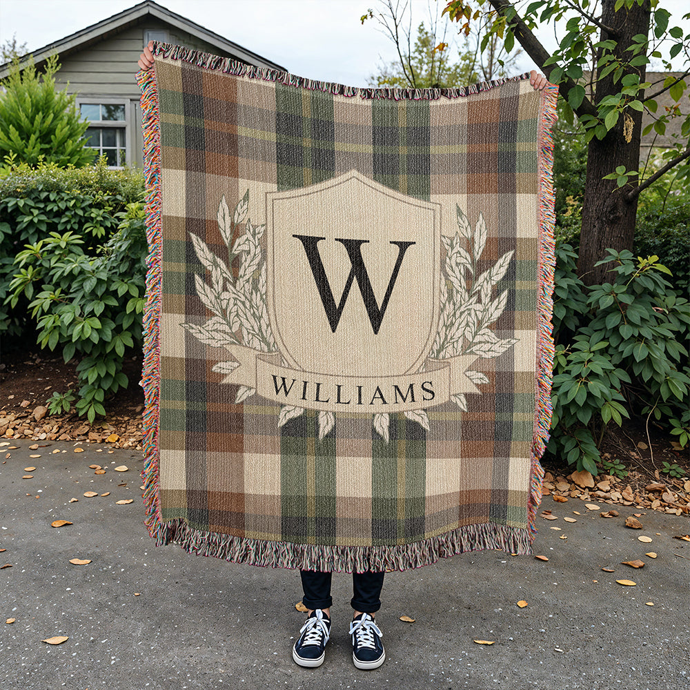 Family Crest Personalized Woven Blanket