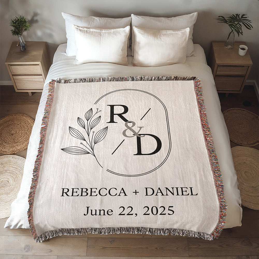 Personalized Couple Initials Woven Blanket