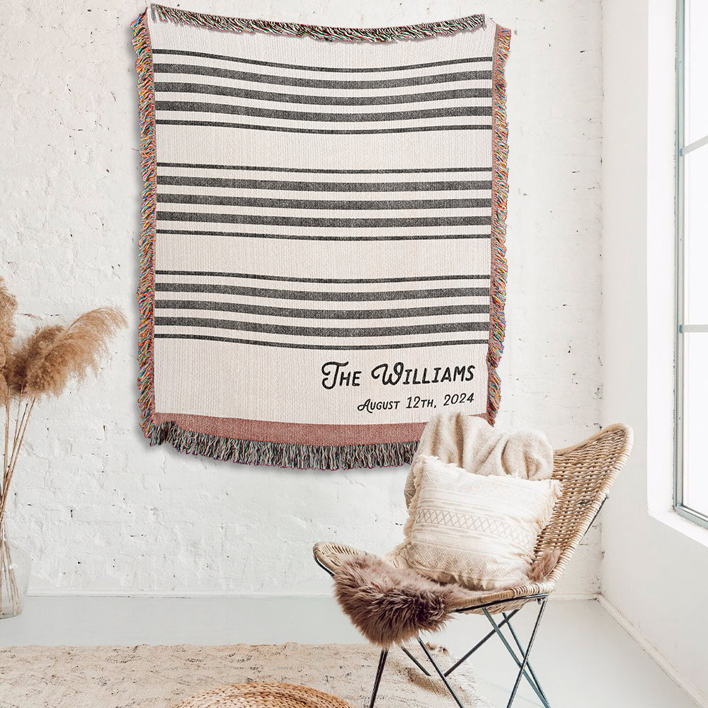 Personalized Stripes Woven Blanket