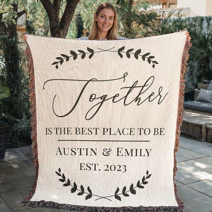 Personalized Couple Together Woven Blanket