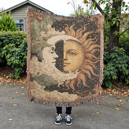 Celestial Sun Moon - American Woven Blanket