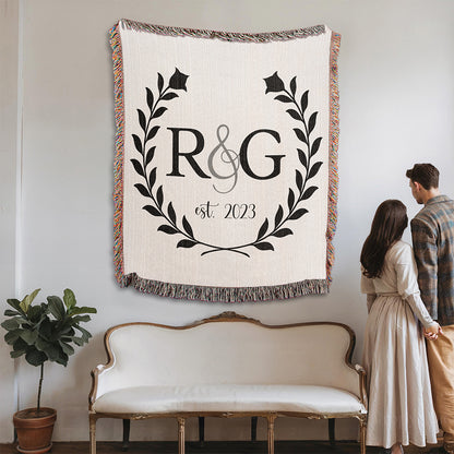 Personalized Couple Initials Woven Blanket