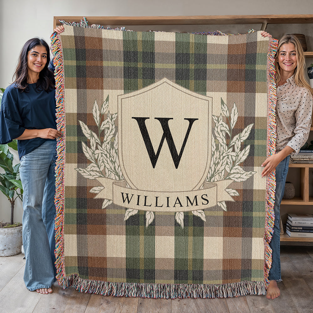 Family Crest Personalized Woven Blanket