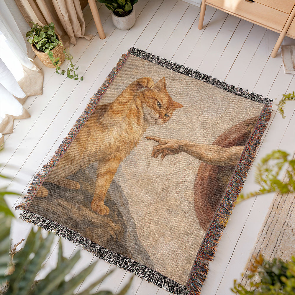 The Creation of Cattitude — Renaissance Woven Blanket