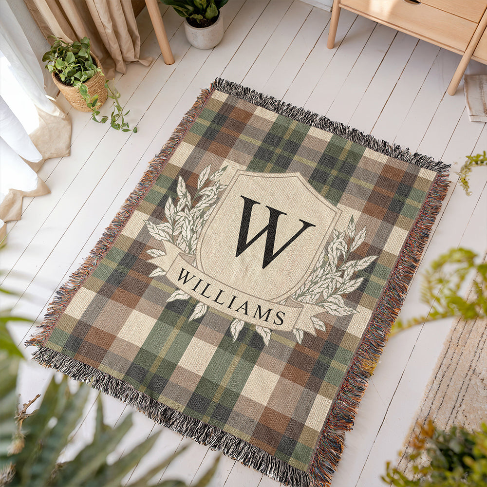 Family Crest Personalized Woven Blanket
