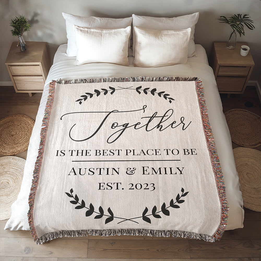 Personalized Couple Together Woven Blanket