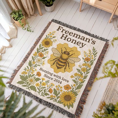 Personalized Beekeeping Woven Blanket