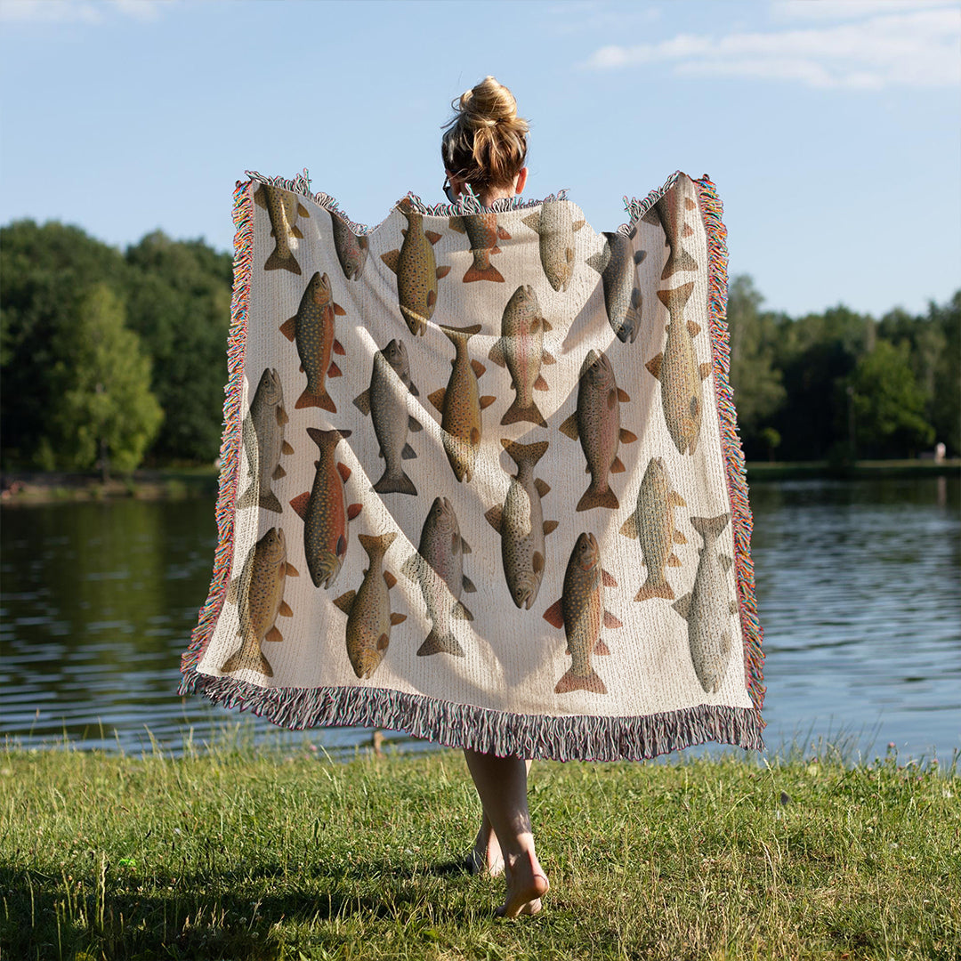 Vintage Trout Woven Blanket